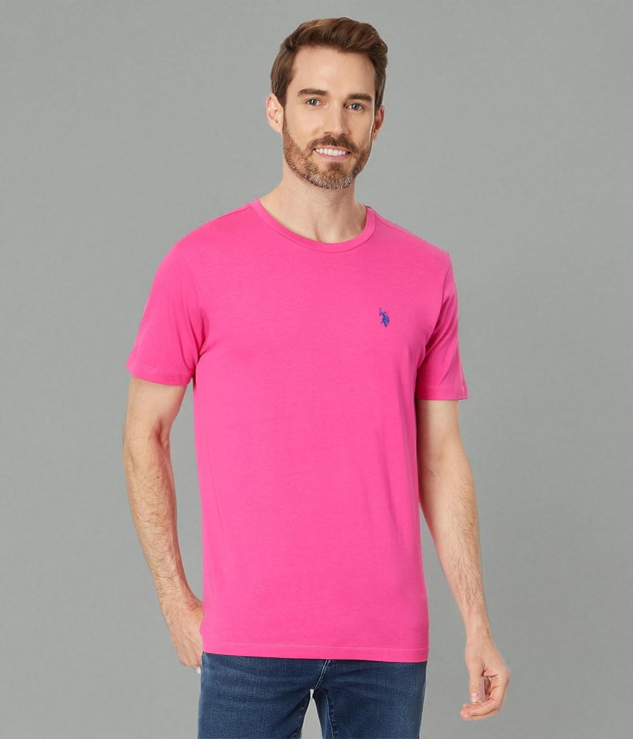 imageUS POLO ASSN Mens Crew Neck Small Pony TShirtBig Top Pink