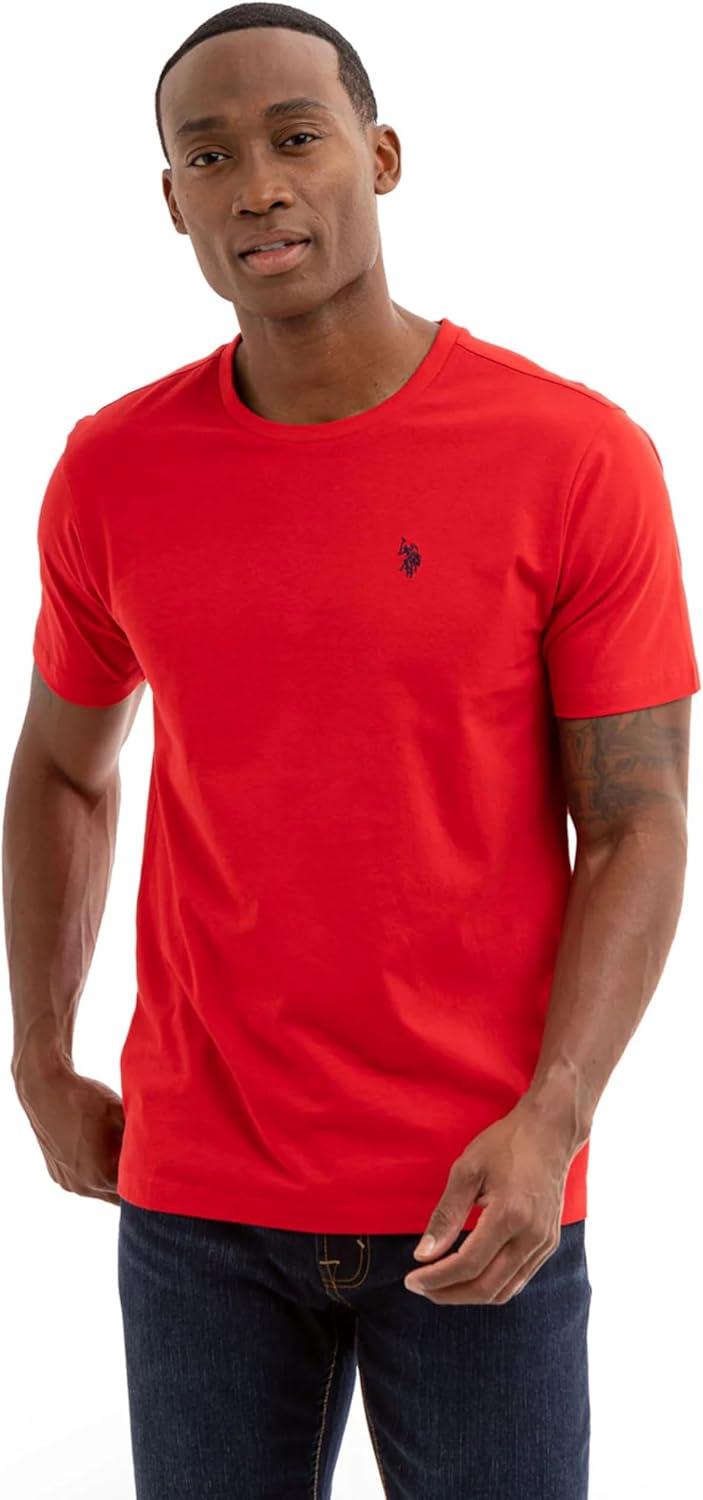 imageUS POLO ASSN Mens Crew Neck Small Pony TShirtClassic NavyWhiteEngine Red