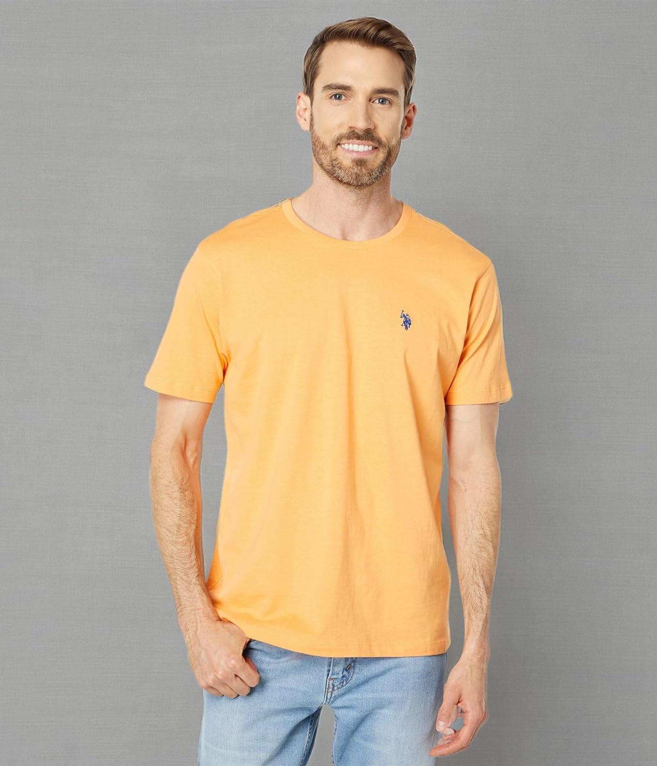 imageUS POLO ASSN Mens Crew Neck Small Pony TShirtGloaming Orange