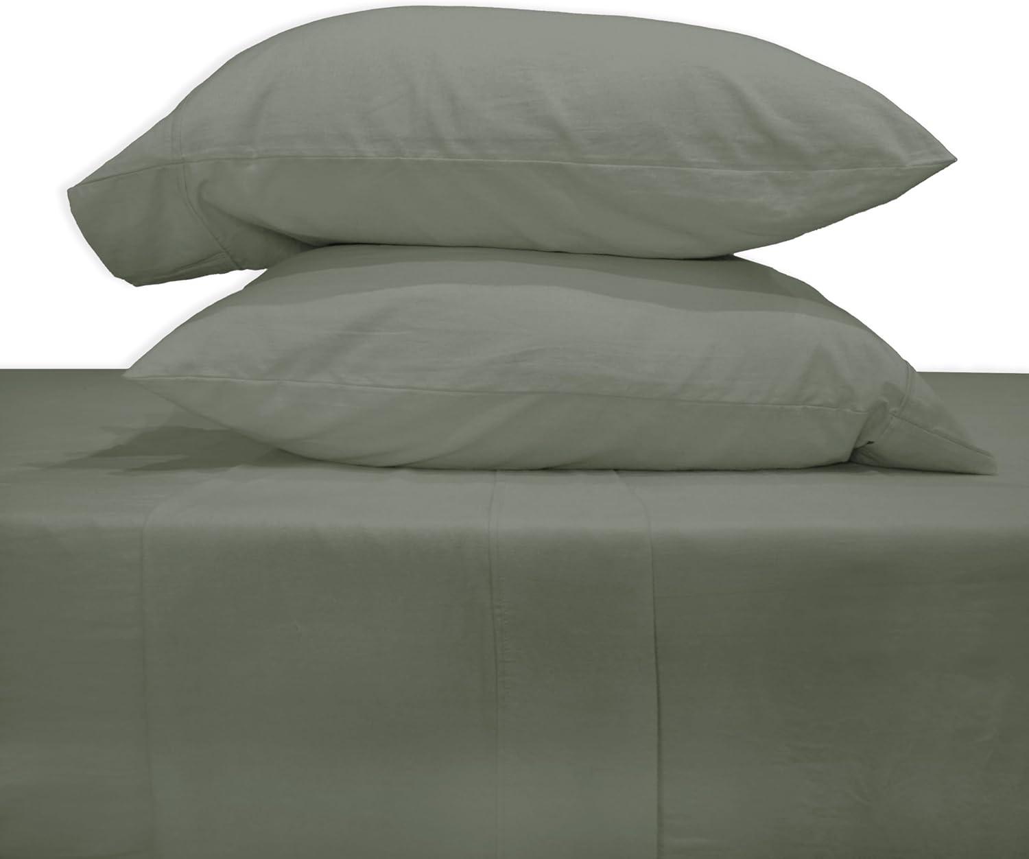 imageUS Polo Assn 100 Cotton 4PC Sheet Set  144 Thread Count Soft ampamp Breathable  Includes Flat Sheet Fitted Sheet 2 Pillowcases  King Desert SageDesert Sage