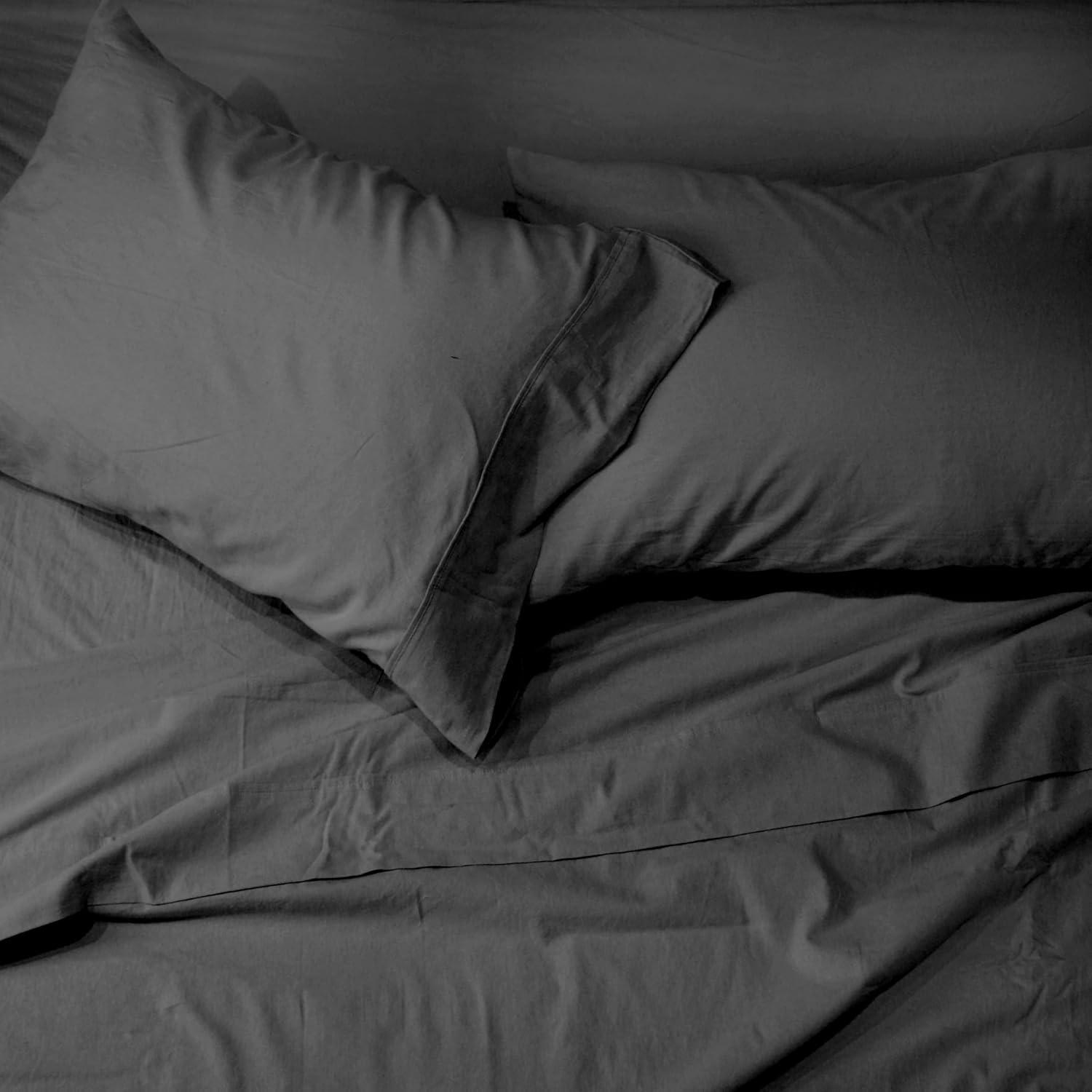 imageUS Polo Assn 100 Cotton 4PC Sheet Set  144 Thread Count Soft ampamp Breathable  Includes Flat Sheet Fitted Sheet 2 Pillowcases  King Desert SageSteel Grey