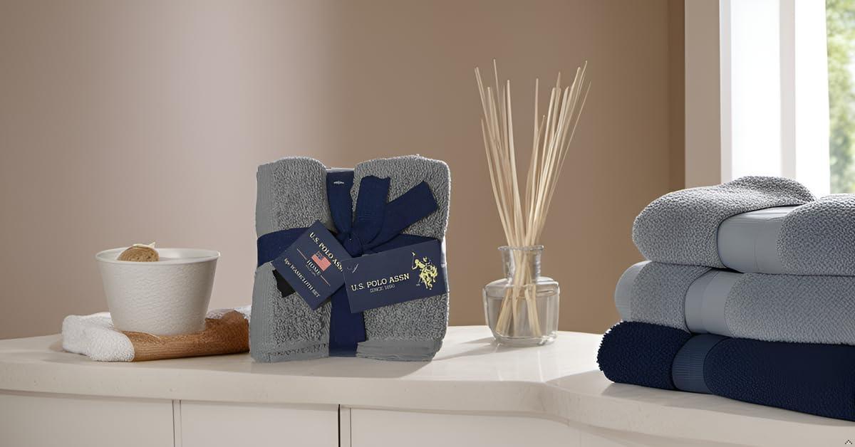 imageUS Polo Assn 6Pc Face Wash Cloth Set Soft 100 Cotton Towels 12x12 Shower Facial Cleaning Washcloths Dark GreyDark Grey