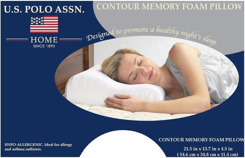 imageUS Polo Assn Classic Memory Foam Pillow 21 x 13 x 4 inches White Removable Cover