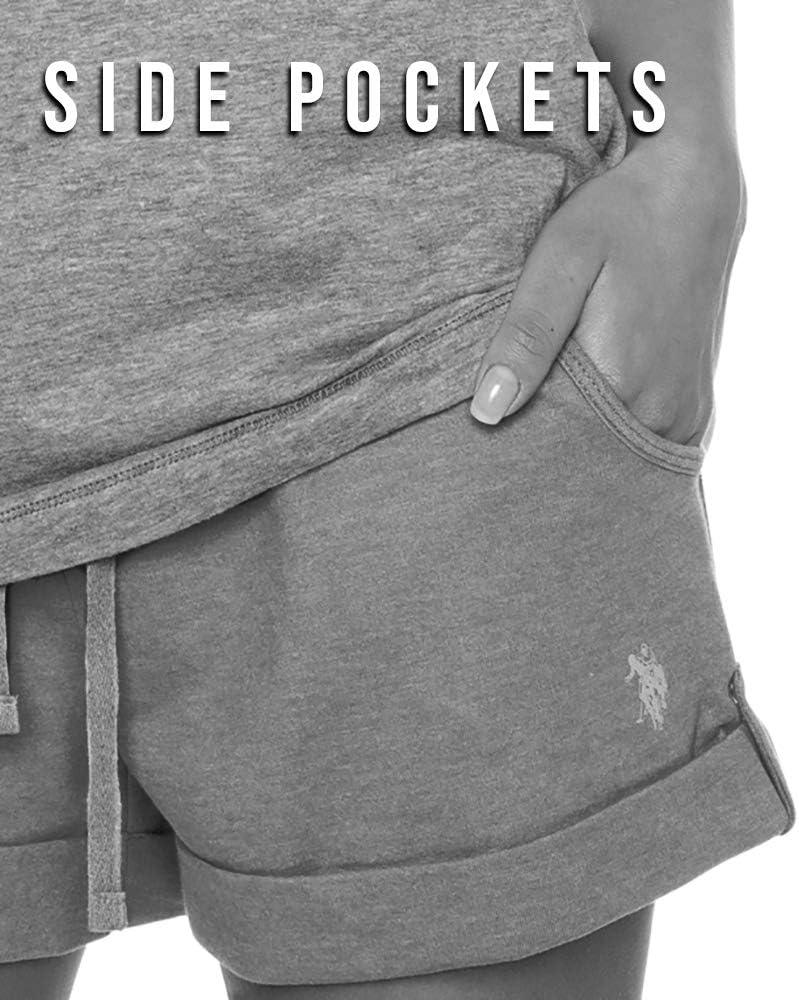 imageUS Polo Assn Essentials Womens Lounge Set Pajama Racerback Tank and Pocket Shorts SleepwearCharcoalheather