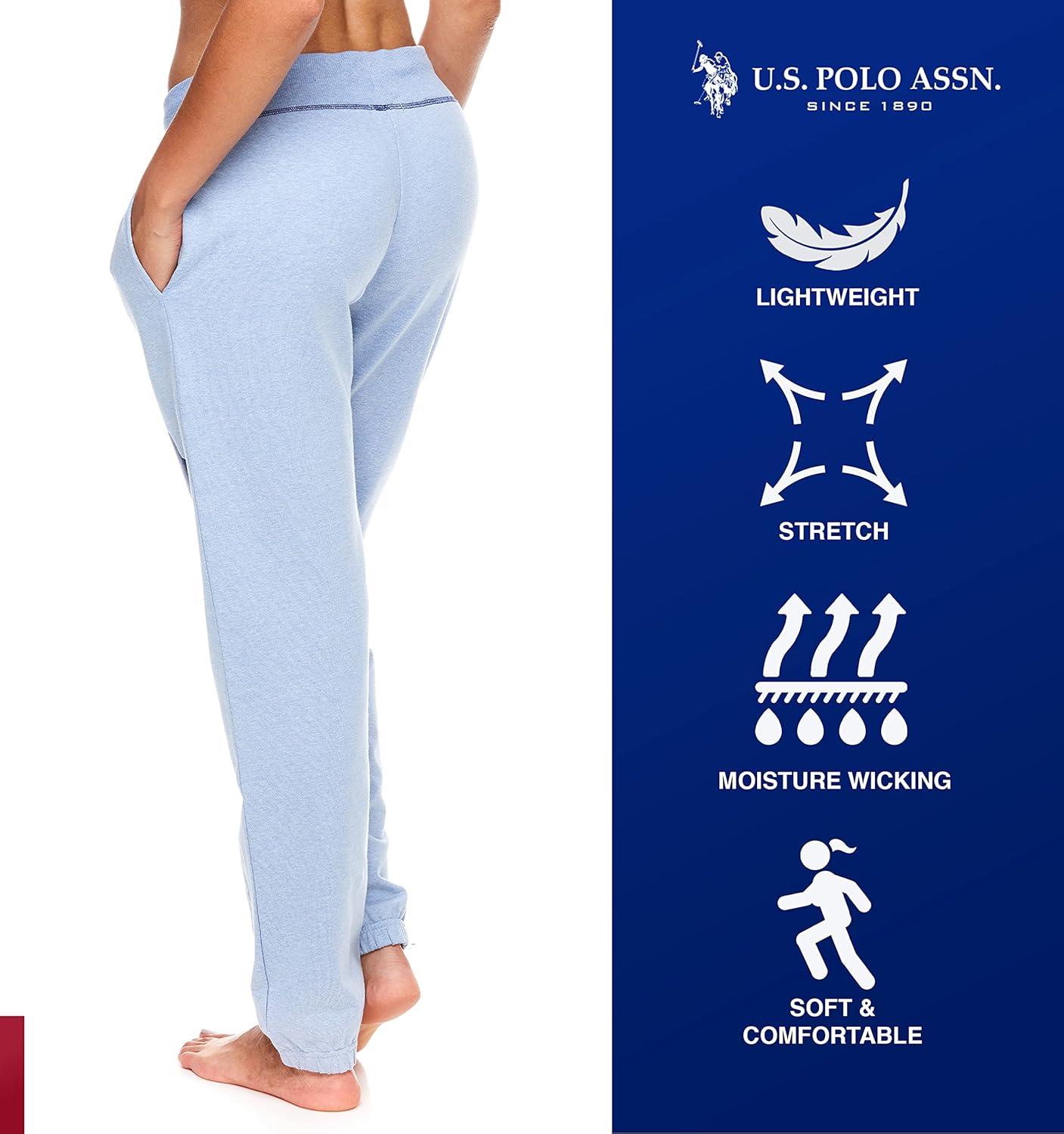 imageUS Polo Assn Essentials Womens Sweatpants with Pockets Comfy and Breathable French Terry Joggers for WomenBlue Yonder Heather