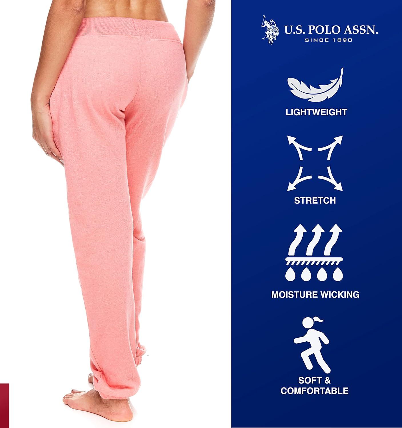 imageUS Polo Assn Essentials Womens Sweatpants with Pockets Comfy and Breathable French Terry Joggers for WomenCoralheather