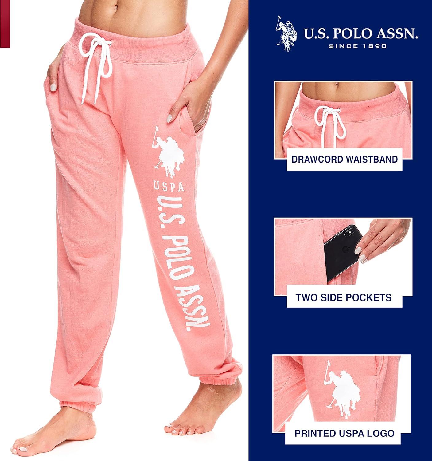 imageUS Polo Assn Essentials Womens Sweatpants with Pockets Comfy and Breathable French Terry Joggers for WomenCoralheather