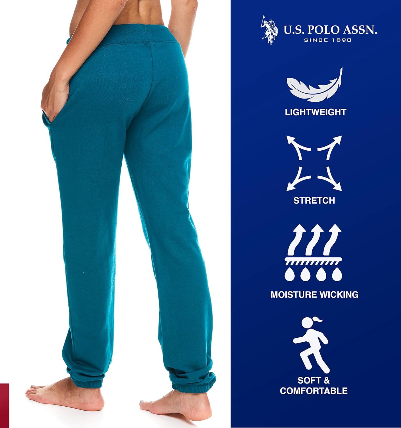imageUS Polo Assn Essentials Womens Sweatpants with Pockets Comfy and Breathable French Terry Joggers for WomenDark Green 1
