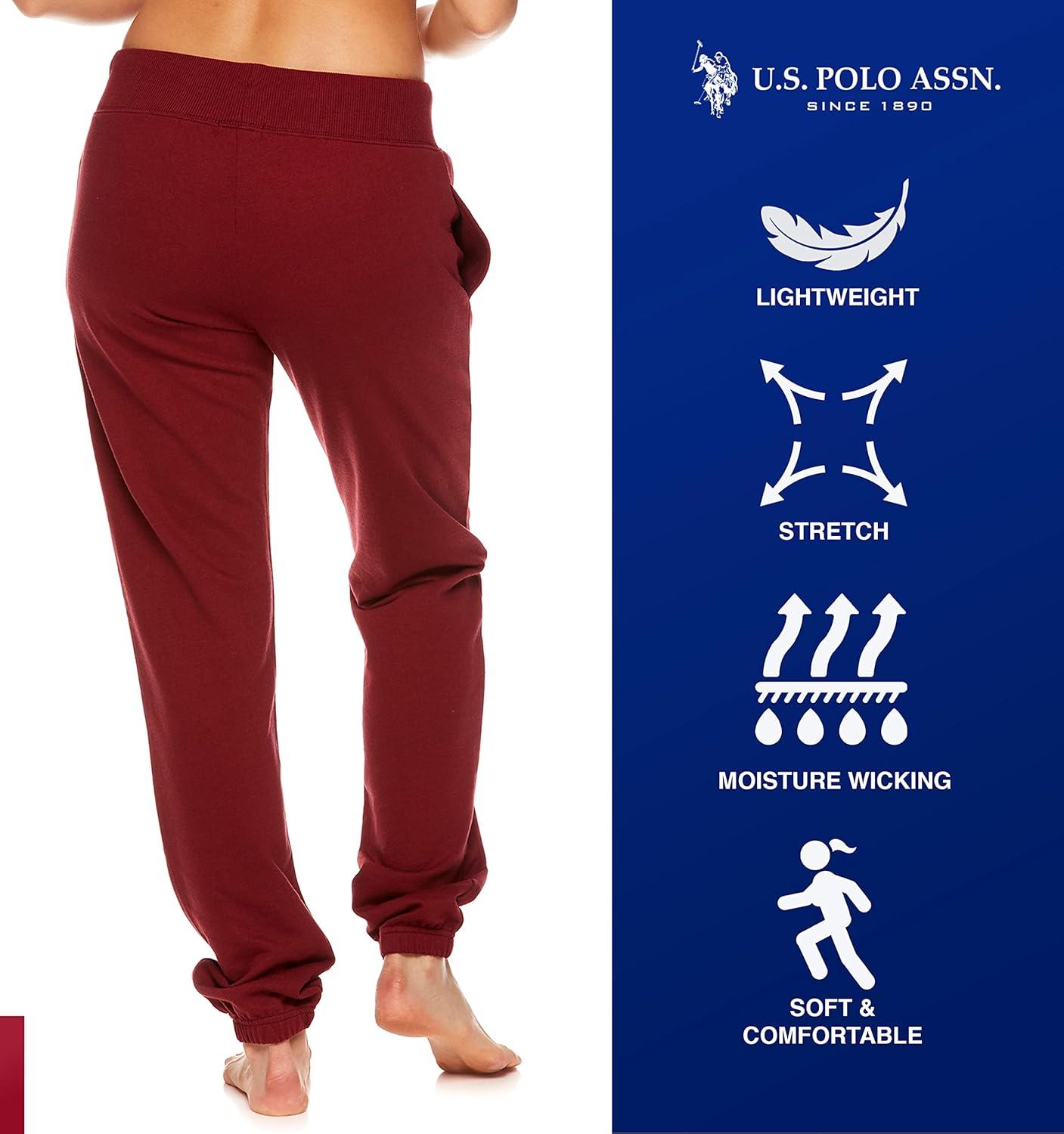 imageUS Polo Assn Essentials Womens Sweatpants with Pockets Comfy and Breathable French Terry Joggers for WomenDeep Red4