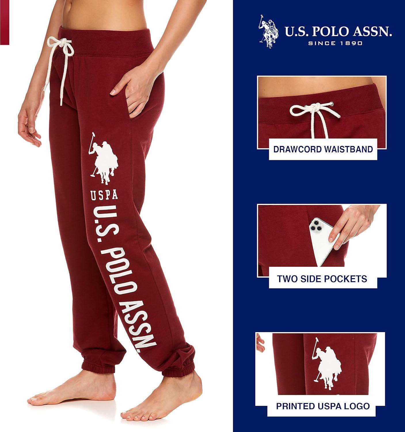 imageUS Polo Assn Essentials Womens Sweatpants with Pockets Comfy and Breathable French Terry Joggers for WomenDeep Red4