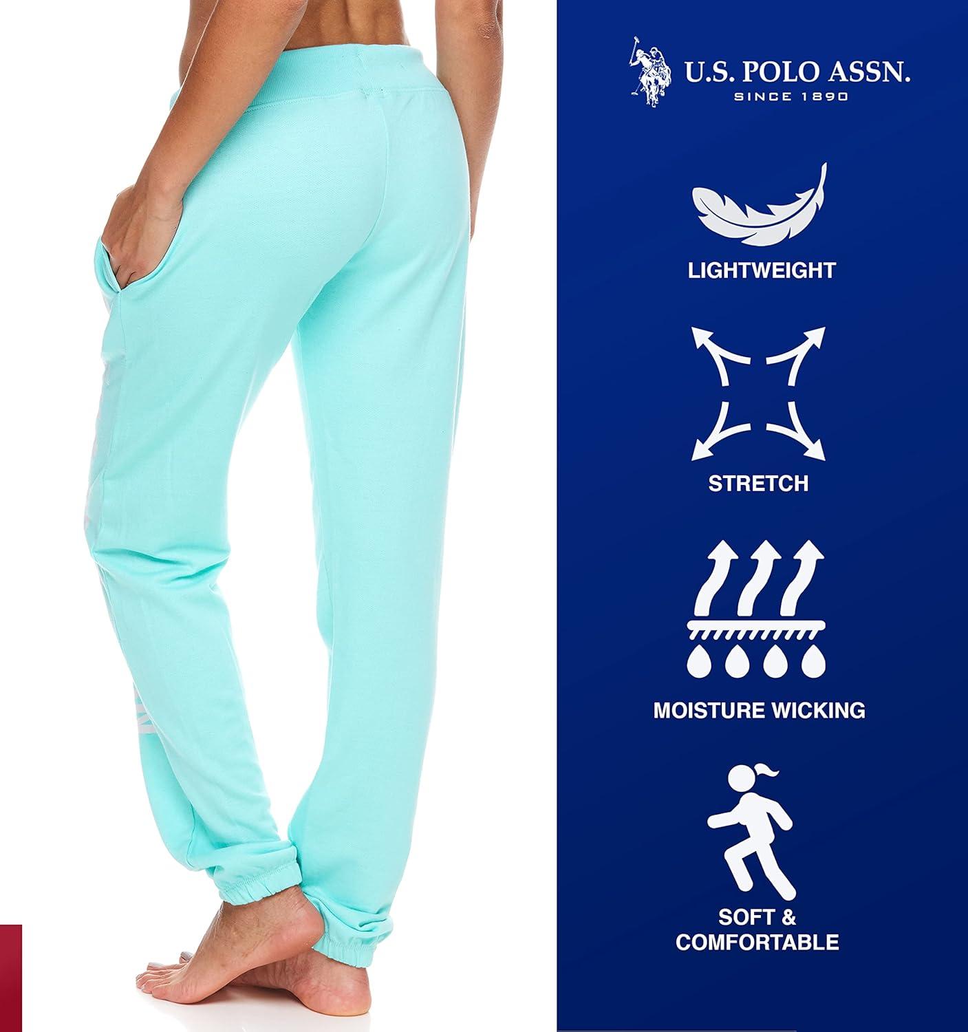 imageUS Polo Assn Essentials Womens Sweatpants with Pockets Comfy and Breathable French Terry Joggers for WomenMintheather