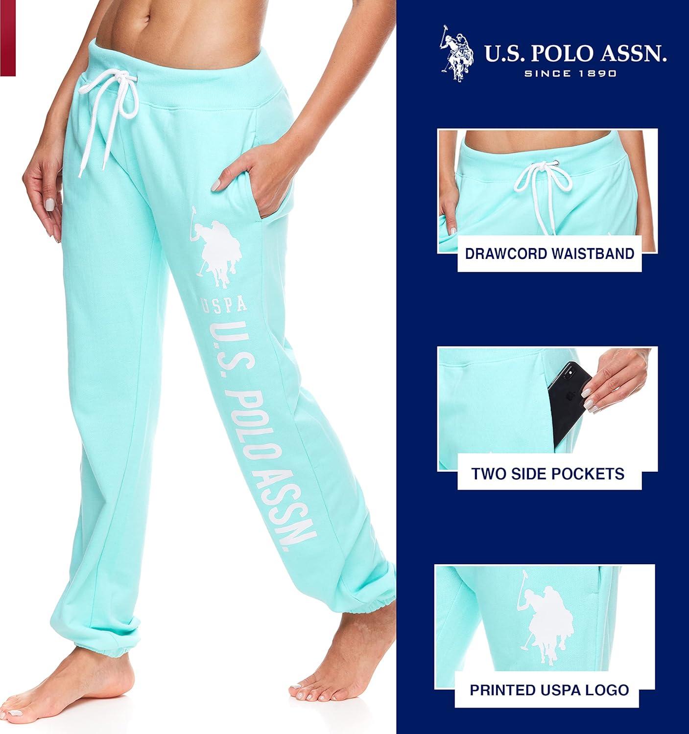 imageUS Polo Assn Essentials Womens Sweatpants with Pockets Comfy and Breathable French Terry Joggers for WomenMintheather