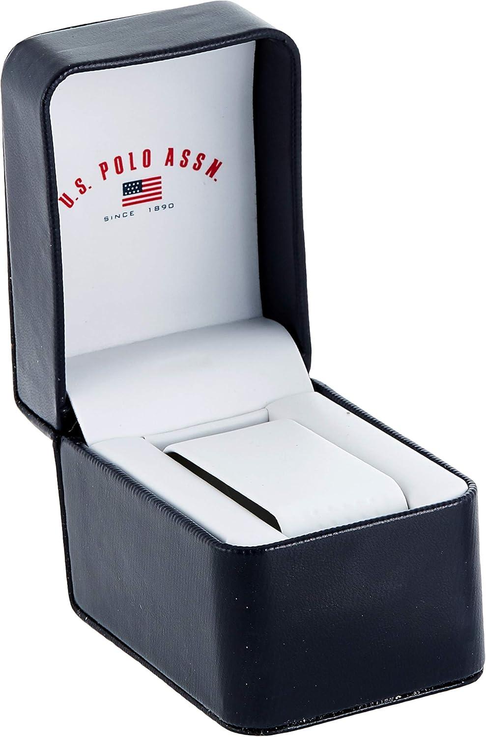 imageUS Polo Assn Mens Chronograph Sport Watch AnaDigital Display with Tachymeter Bezel Dual Time Stopwatch ampamp Alarm White Silicone Strap 46mm Case Fits Wrists 55quot to 8quot