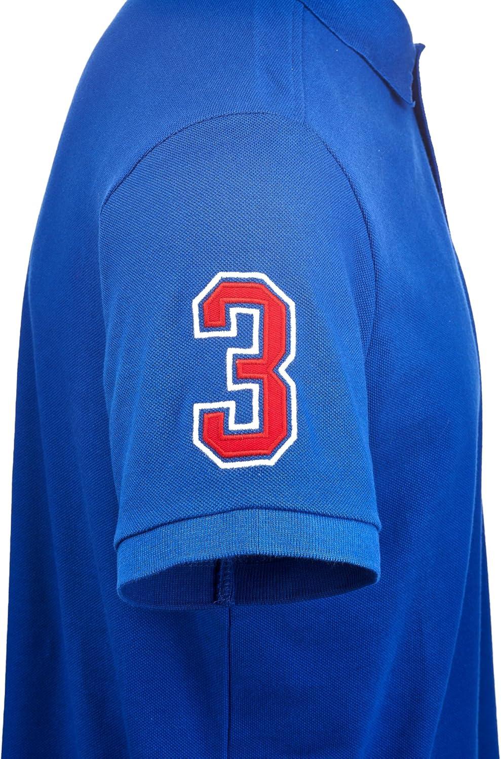 imageUS Polo Assn Mens ShortSleeve Polo Shirt with Applique Casual Summer Slim Fit Polo Shirt with Contrast ColorBlue RaftEngine Red