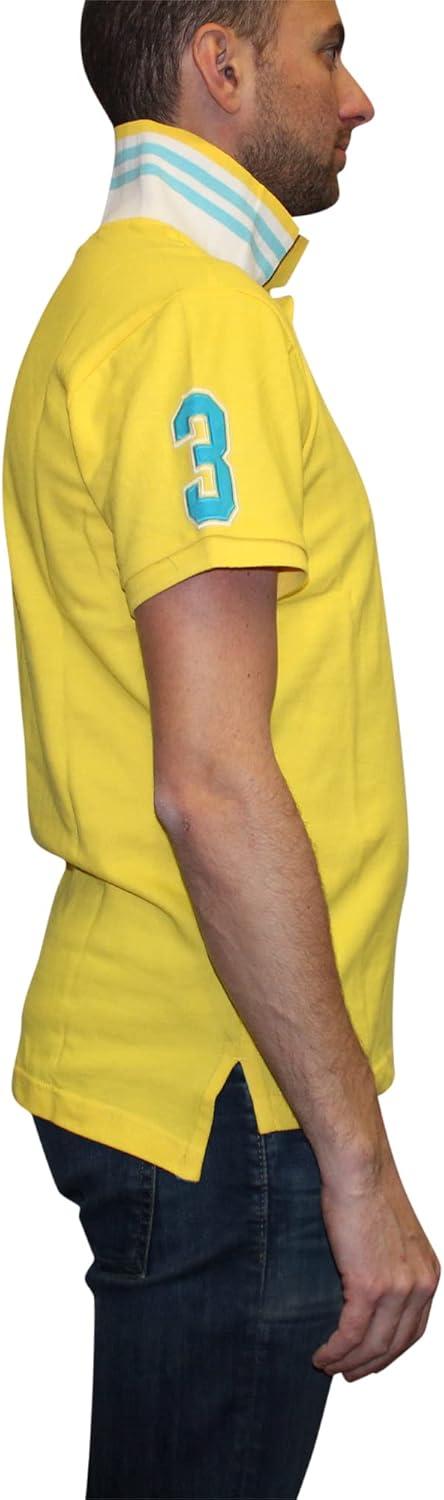 imageUS Polo Assn Mens ShortSleeve Polo Shirt with Applique Casual Summer Slim Fit Polo Shirt with Contrast ColorDandelion