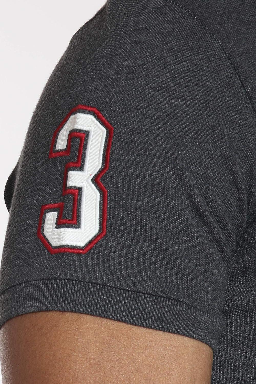 imageUS Polo Assn Mens ShortSleeve Polo Shirt with Applique Casual Summer Slim Fit Polo Shirt with Contrast ColorHeather Dark Gray