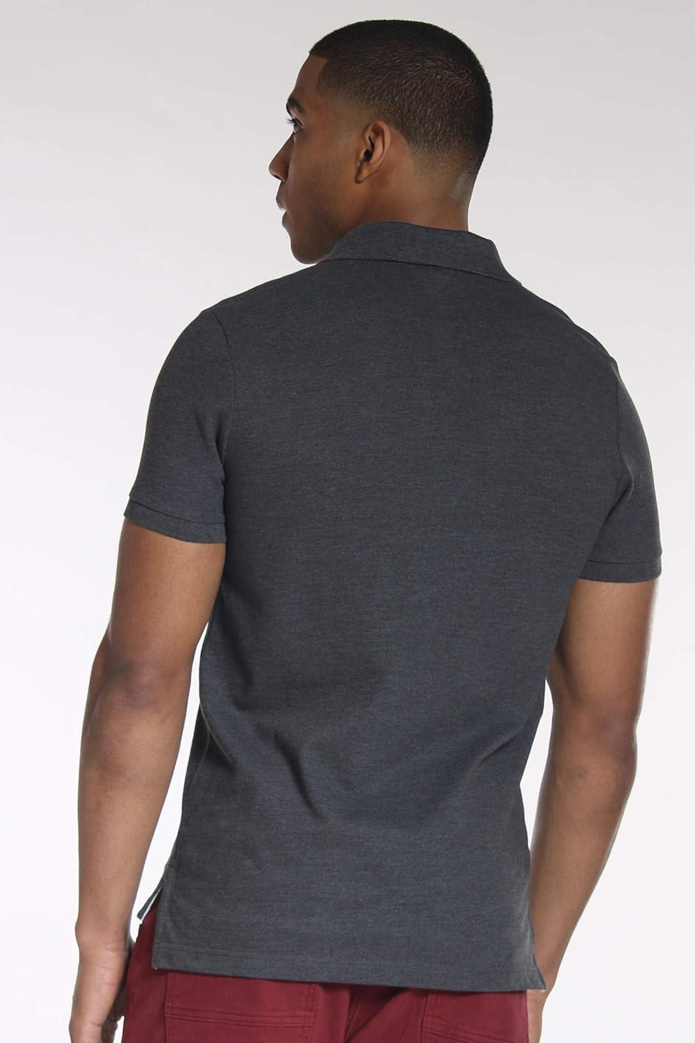 imageUS Polo Assn Mens ShortSleeve Polo Shirt with Applique Casual Summer Slim Fit Polo Shirt with Contrast ColorHeather Dark Gray