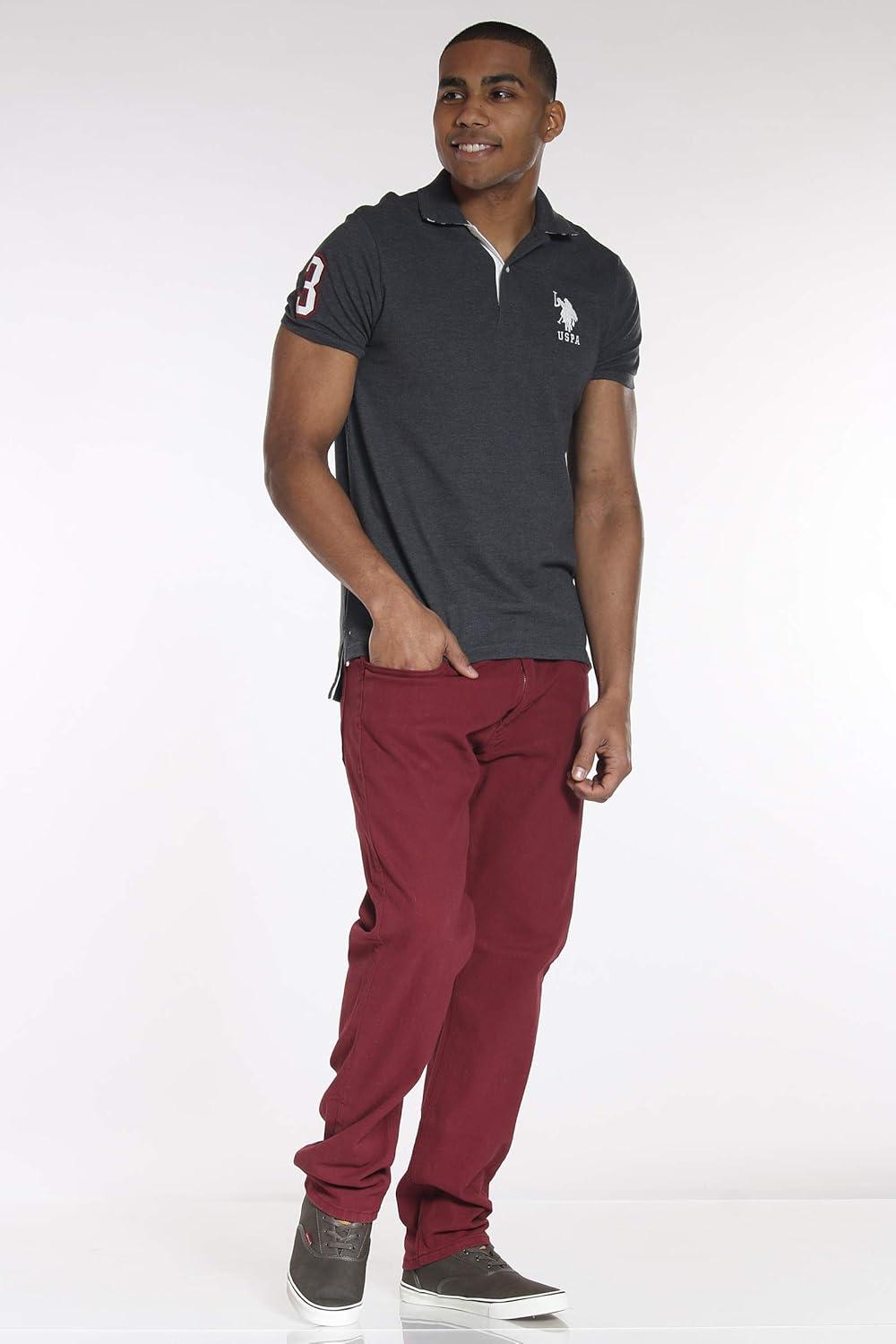 imageUS Polo Assn Mens ShortSleeve Polo Shirt with Applique Casual Summer Slim Fit Polo Shirt with Contrast ColorHeather Dark Gray