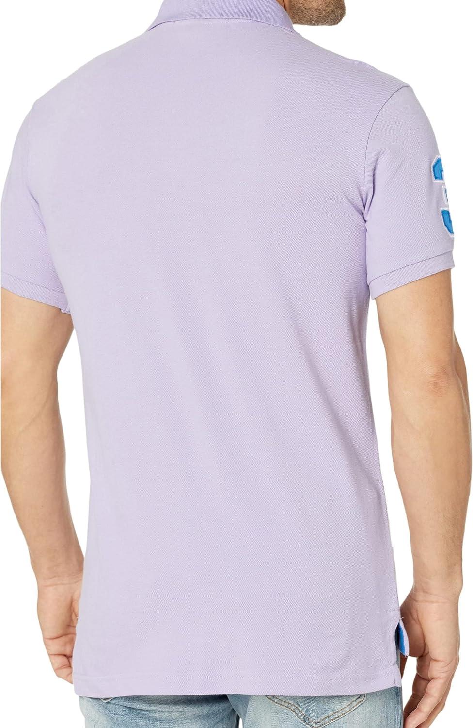 imageUS Polo Assn Mens ShortSleeve Polo Shirt with Applique Casual Summer Slim Fit Polo Shirt with Contrast ColorLavender