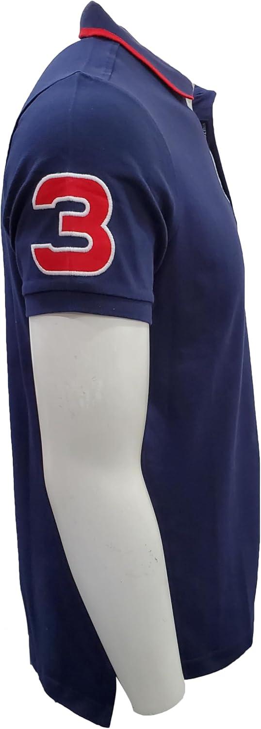 imageUS Polo Assn Mens ShortSleeve Polo Shirt with Applique Casual Summer Slim Fit Polo Shirt with Contrast ColorNavyMulti Red Pony