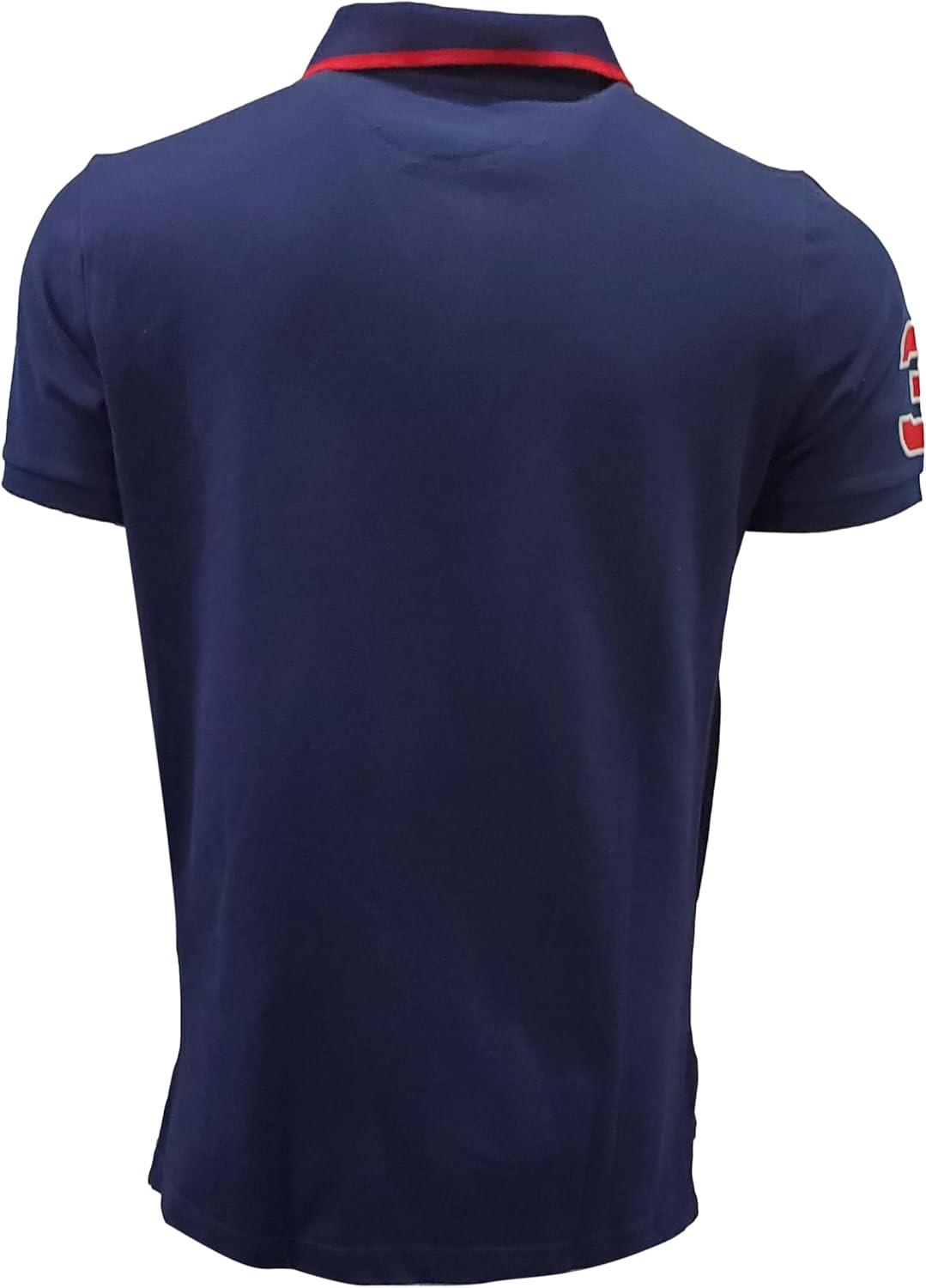 imageUS Polo Assn Mens ShortSleeve Polo Shirt with Applique Casual Summer Slim Fit Polo Shirt with Contrast ColorNavyMulti Red Pony