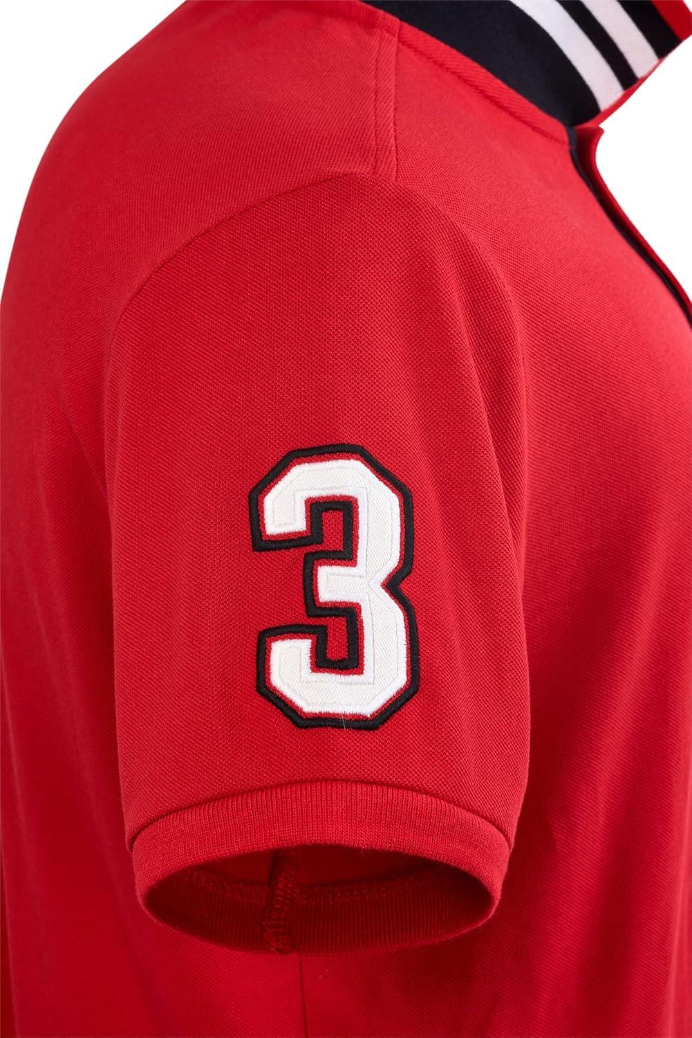 imageUS Polo Assn Mens ShortSleeve Polo Shirt with Applique Casual Summer Slim Fit Polo Shirt with Contrast ColorRed