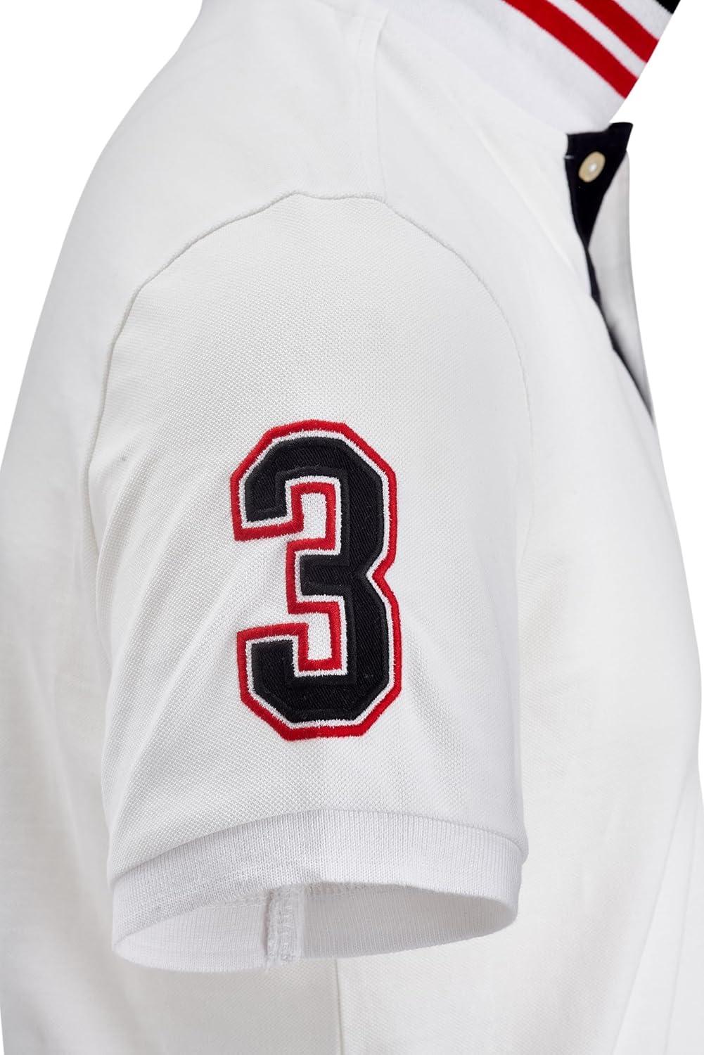 imageUS Polo Assn Mens ShortSleeve Polo Shirt with Applique Casual Summer Slim Fit Polo Shirt with Contrast ColorWhiteBlack