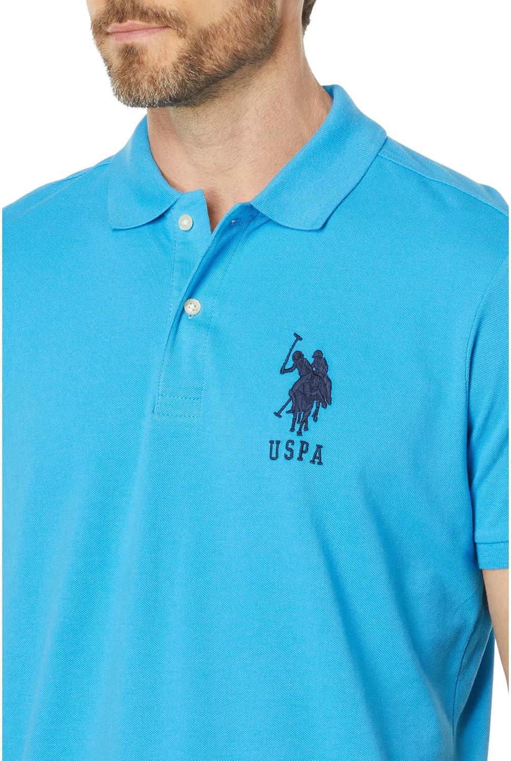 imageUS Polo Assn Mens Solid Pique Polo ShirtBeacon Blue