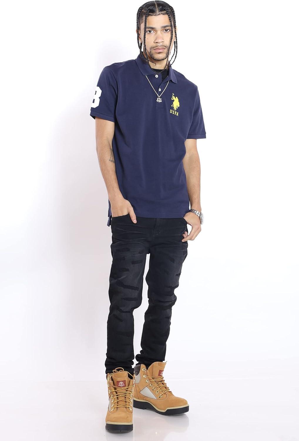 imageUS Polo Assn Mens Solid Pique Polo ShirtClassic Navy