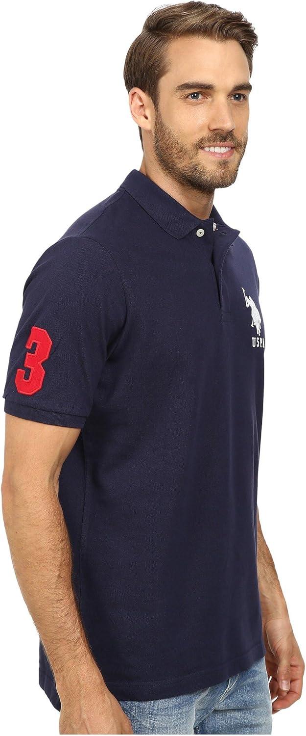imageUS Polo Assn Mens Solid Pique Polo ShirtClassic NavyWhite