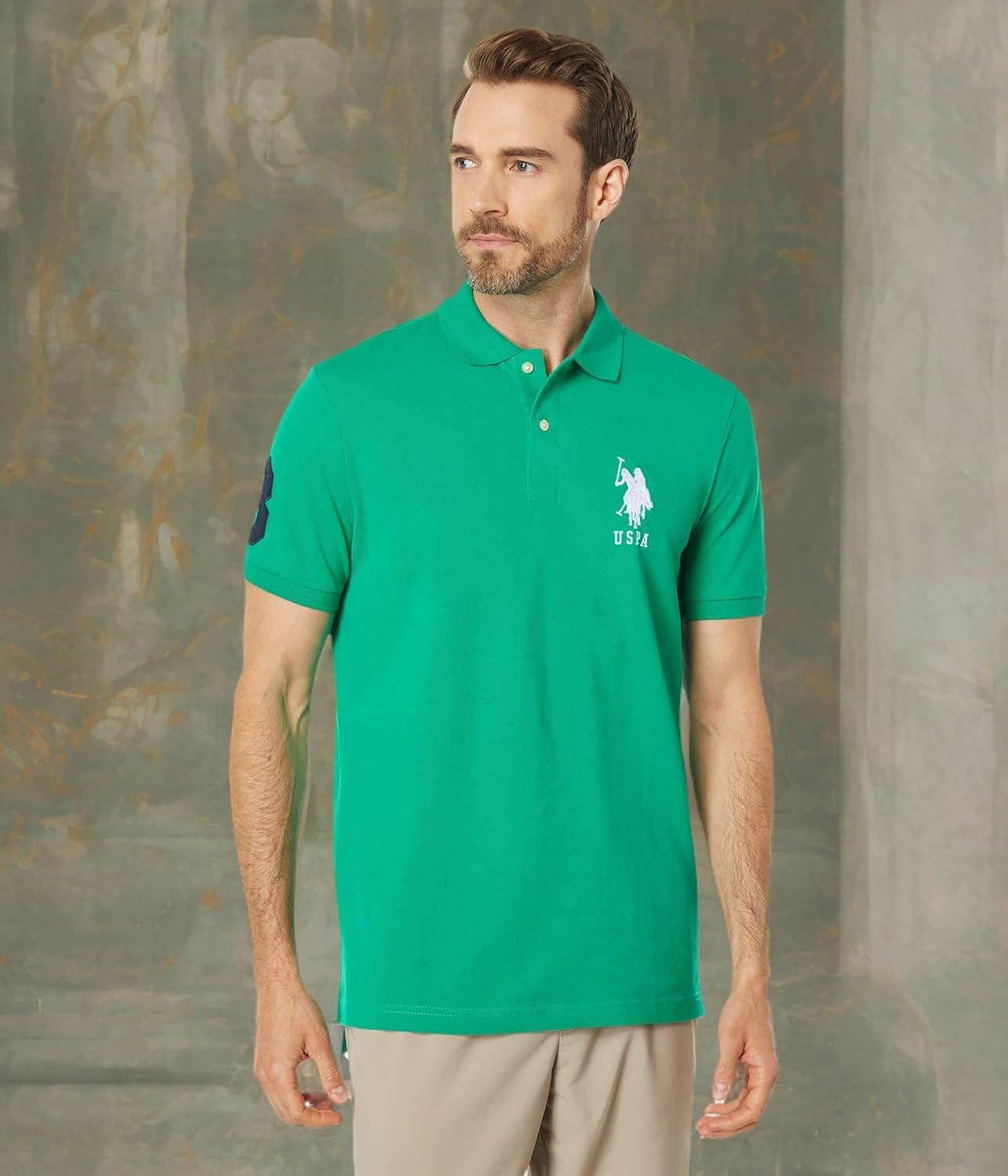 imageUS Polo Assn Mens Solid Pique Polo ShirtDeep Green