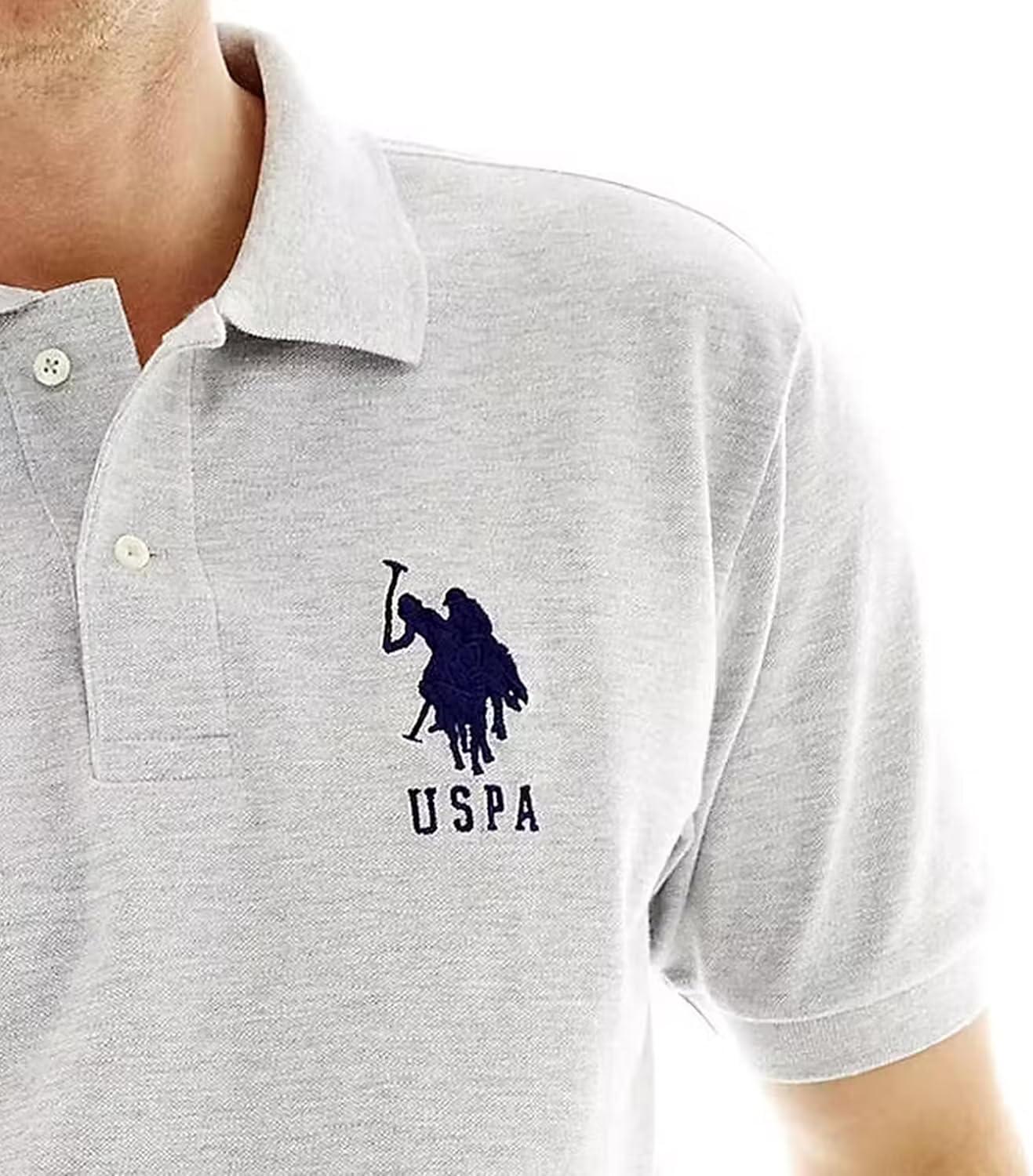 imageUS Polo Assn Mens Solid Pique Polo ShirtLight Heather Gray