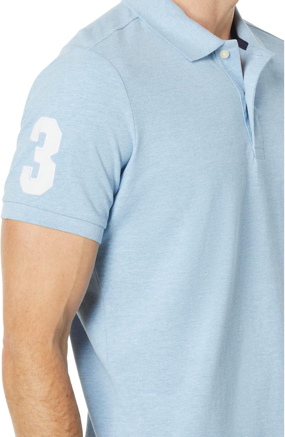 imageUS Polo Assn Mens Solid Pique Polo ShirtSurf Blue Heather