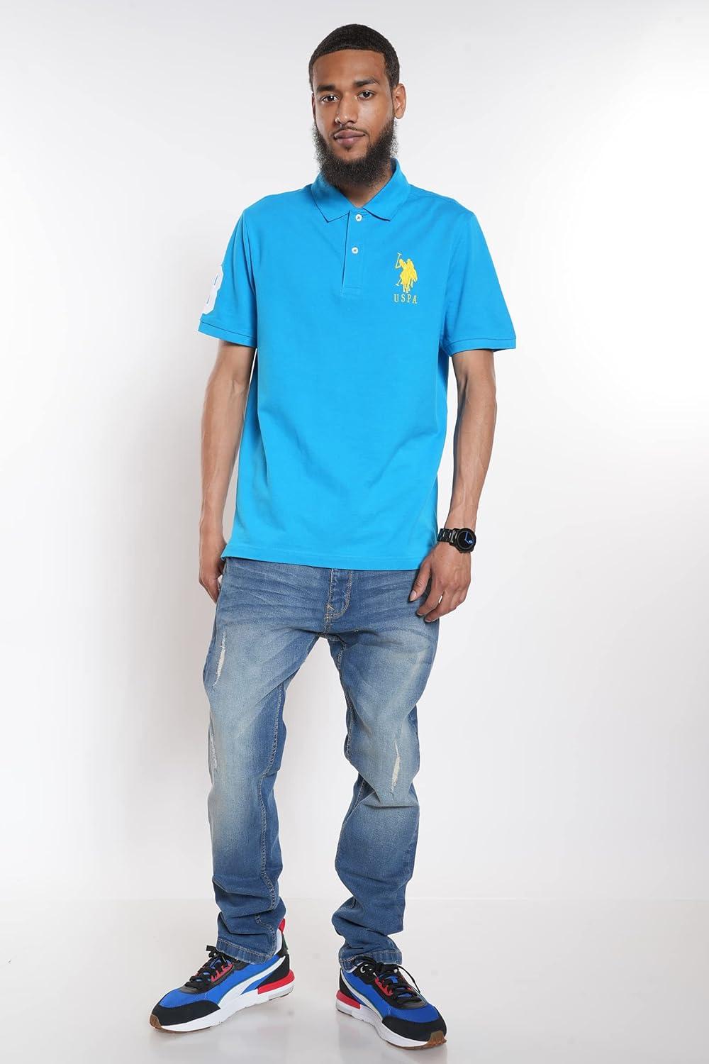 imageUS Polo Assn Mens Solid Pique Polo ShirtTeal Blue