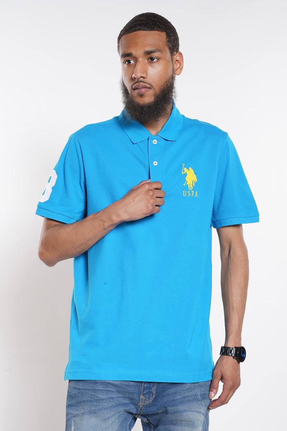 imageUS Polo Assn Mens Solid Pique Polo ShirtTeal Blue