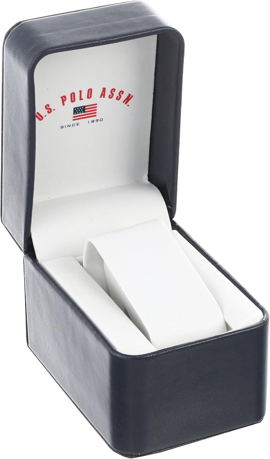 imageUS Polo Assn Mens Sport Watch with AnalogDigital Display Silicone Band with Silver Links 44mm Metal Case Alarm Backlight Dual Time Buckle Closure