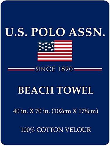 imageUS Polo Assn Oversized 40 x 70 Striped Nautical Design Beach Towel Luxury Plush Cotton Hotel Quality for Bath Pool Bon Voyage StripeBlueGreen