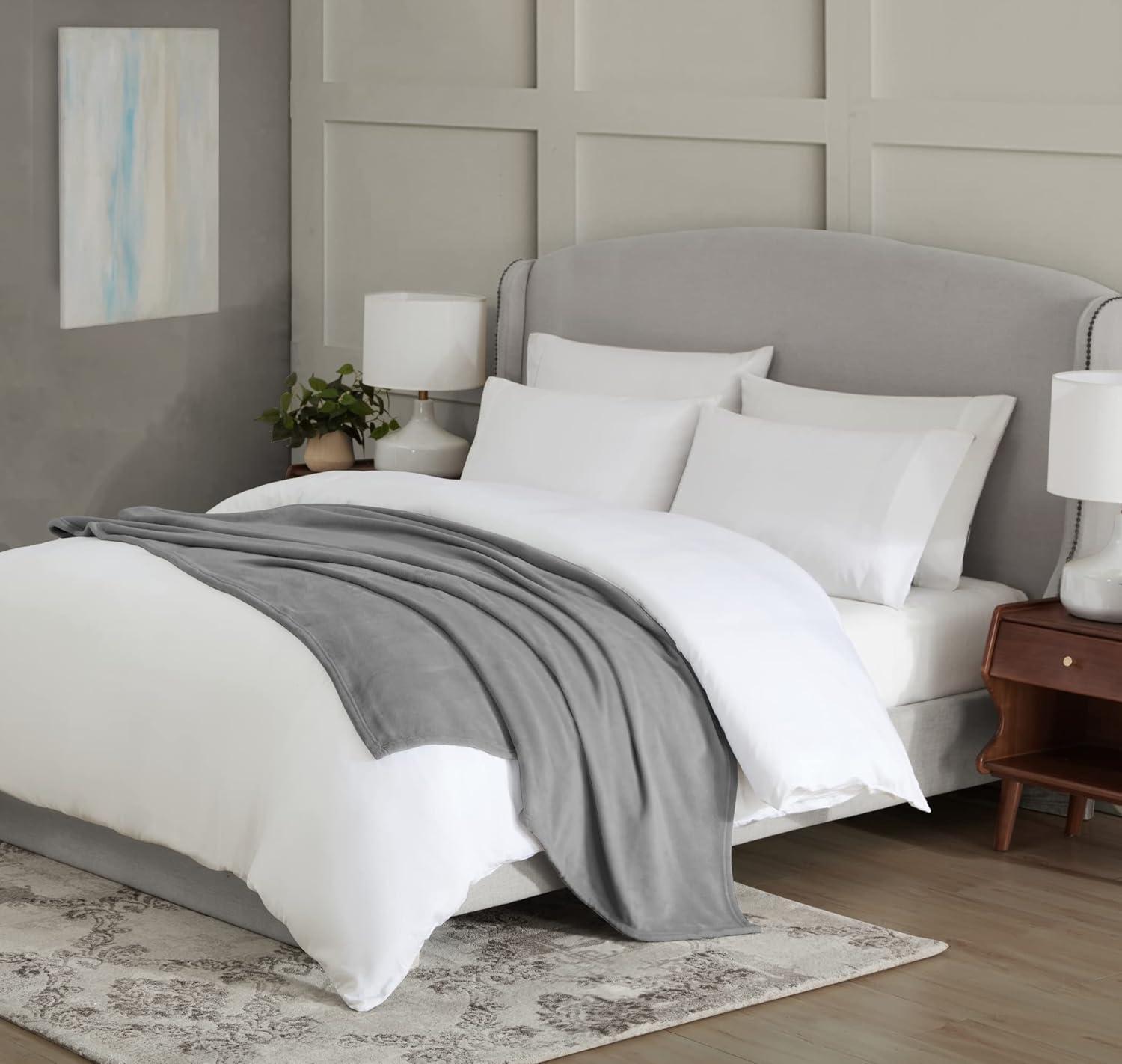 imageUS Polo Assn Oversized Lightweight Throw Blanket for BedSofa Soft Fleece Couch Blankets and Throws Cozy Decorative Bedding 50quotx70quotOceanCloud Grey