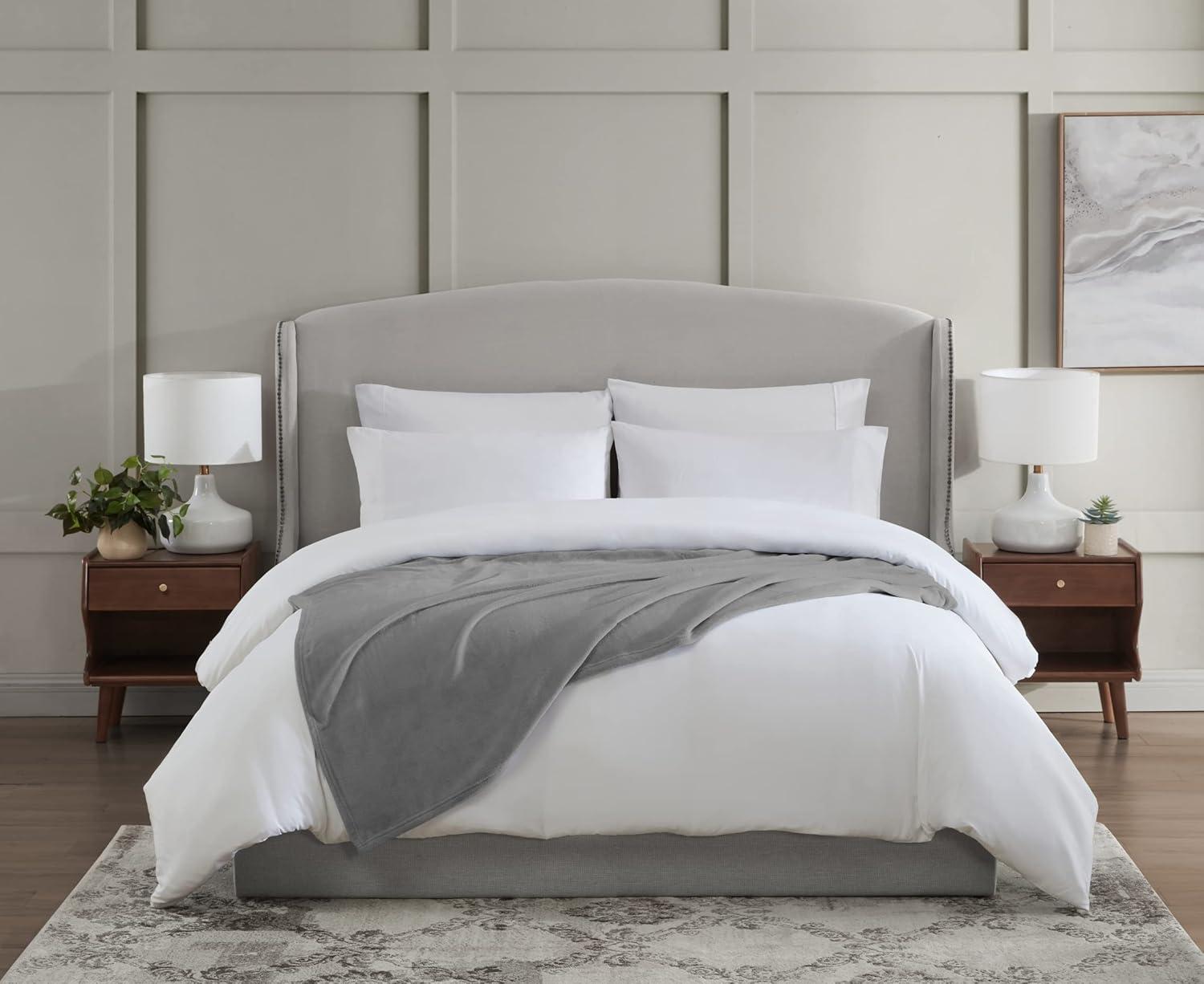 imageUS Polo Assn Oversized Lightweight Throw Blanket for BedSofa Soft Fleece Couch Blankets and Throws Cozy Decorative Bedding 50quotx70quotOceanCloud Grey