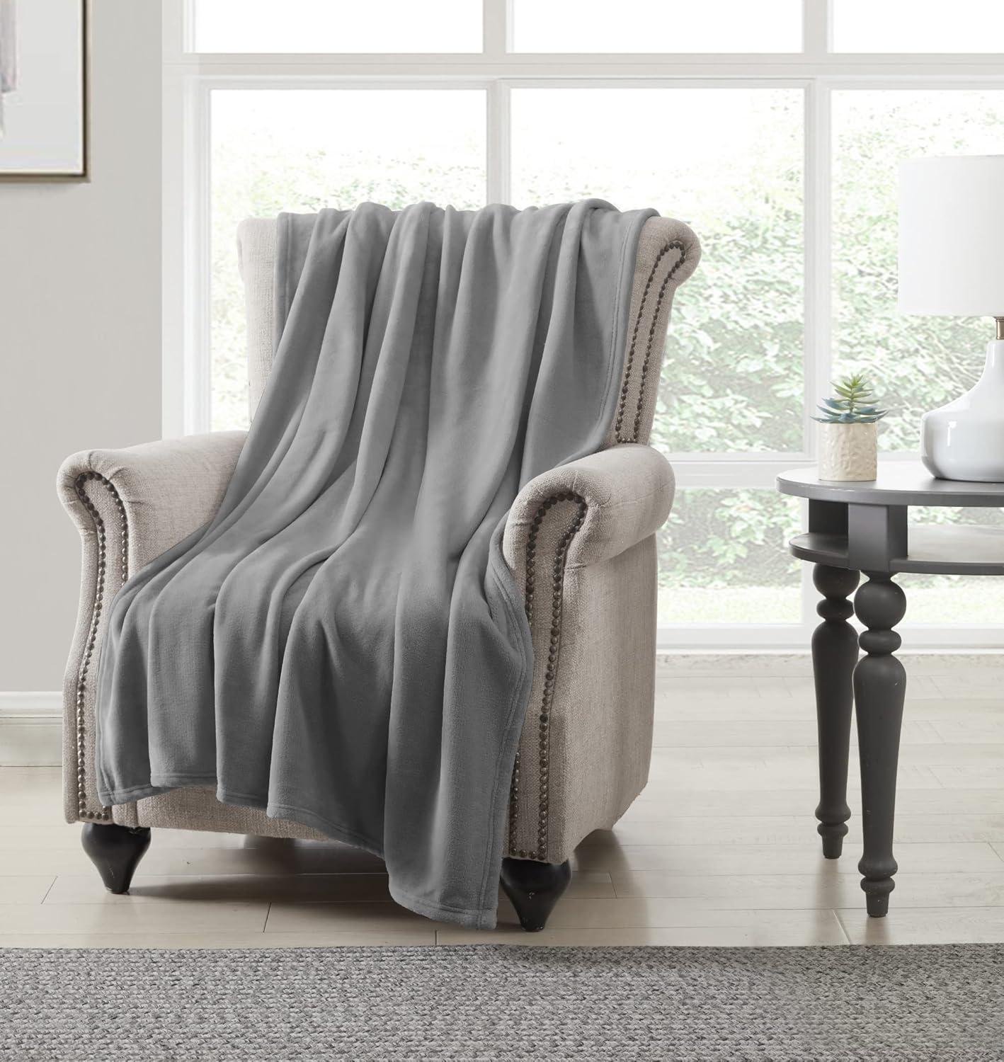 imageUS Polo Assn Oversized Lightweight Throw Blanket for BedSofa Soft Fleece Couch Blankets and Throws Cozy Decorative Bedding 50quotx70quotOceanCloud Grey