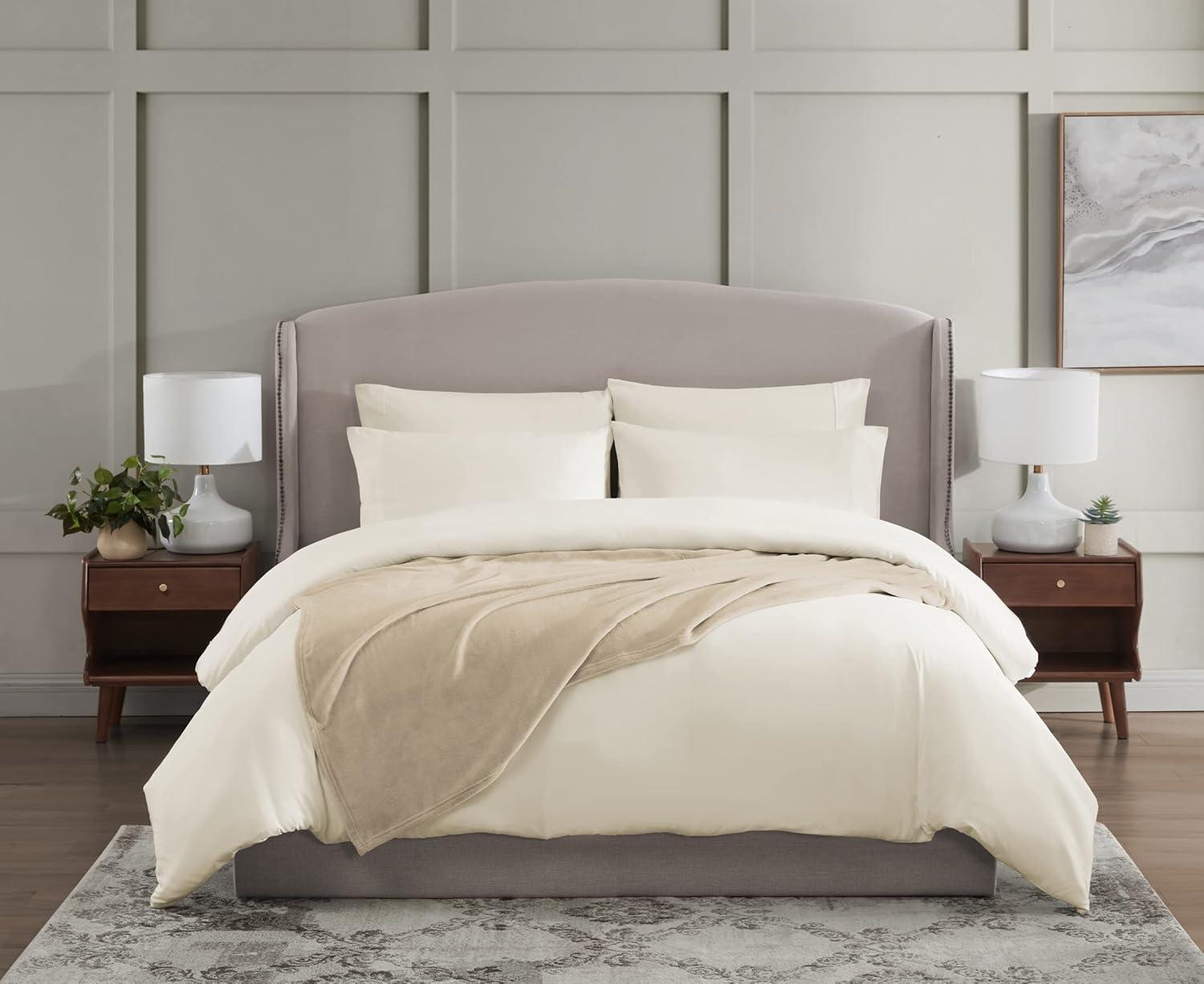 imageUS Polo Assn Oversized Lightweight Throw Blanket for BedSofa Soft Fleece Couch Blankets and Throws Cozy Decorative Bedding 50quotx70quotOceanCream