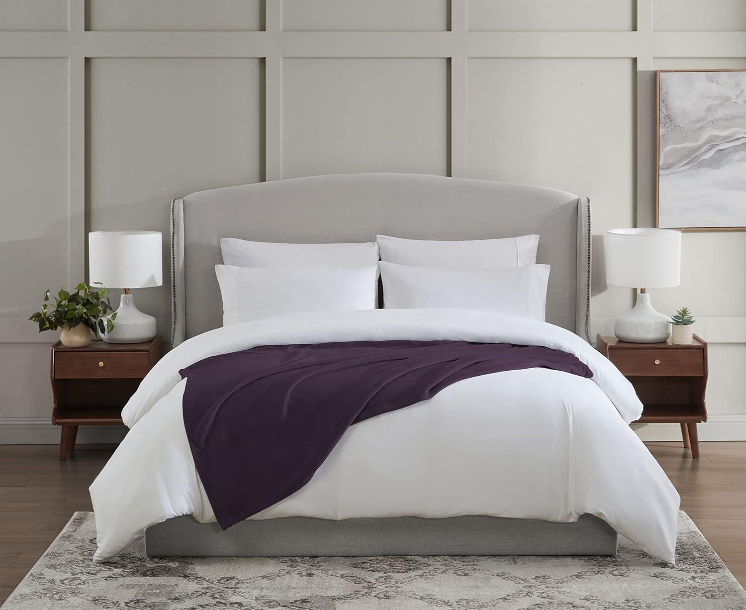 imageUS Polo Assn Oversized Lightweight Throw Blanket for BedSofa Soft Fleece Couch Blankets and Throws Cozy Decorative Bedding 50quotx70quotOceanPlum