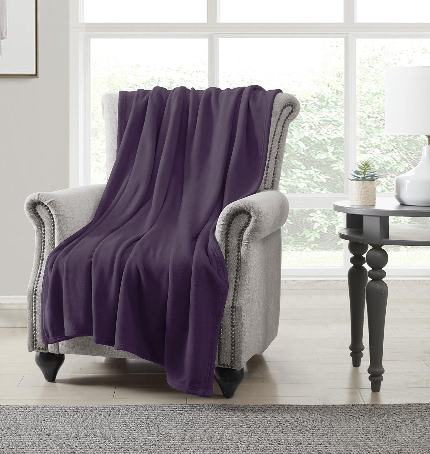 imageUS Polo Assn Oversized Lightweight Throw Blanket for BedSofa Soft Fleece Couch Blankets and Throws Cozy Decorative Bedding 50quotx70quotOceanPlum