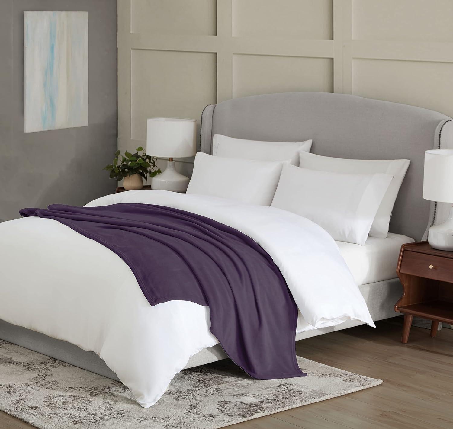 imageUS Polo Assn Oversized Lightweight Throw Blanket for BedSofa Soft Fleece Couch Blankets and Throws Cozy Decorative Bedding 50quotx70quotOceanPlum