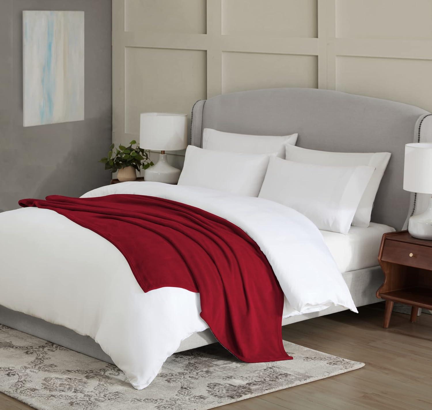 imageUS Polo Assn Oversized Lightweight Throw Blanket for BedSofa Soft Fleece Couch Blankets and Throws Cozy Decorative Bedding 50quotx70quotOceanRed Hot