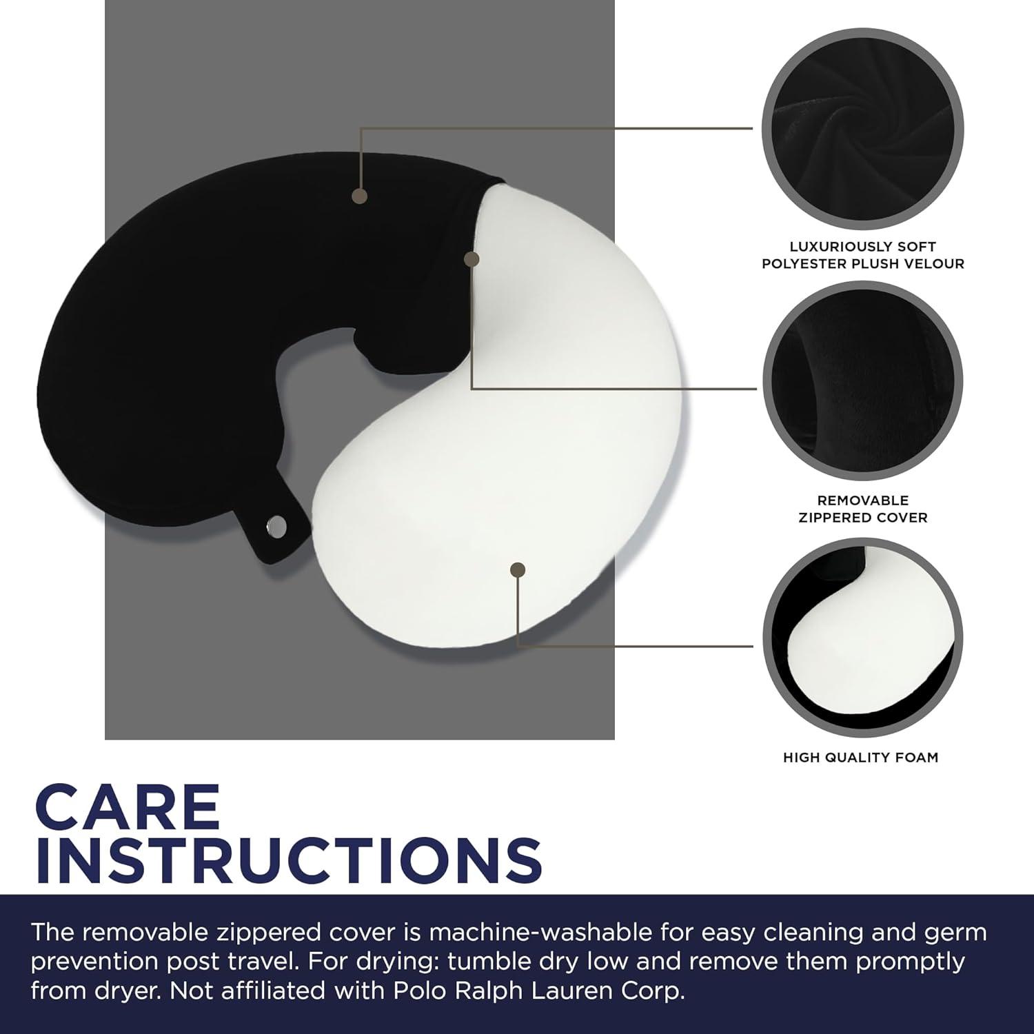 imageUS Polo Assn Plush Memory Foam Travel Neck Pillow RedBlack