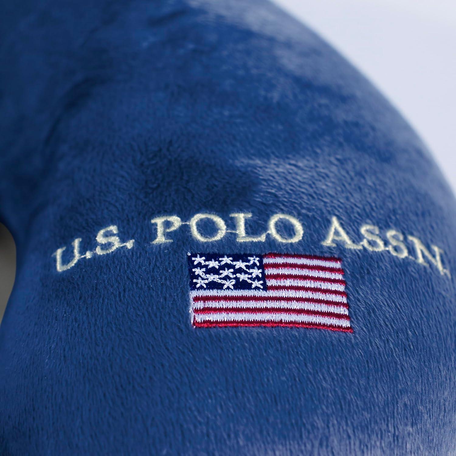 imageUS Polo Assn Plush Memory Foam Travel Neck Pillow RedNavy