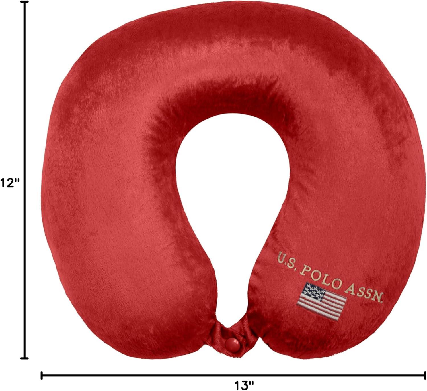 imageUS Polo Assn Plush Memory Foam Travel Neck Pillow RedRed