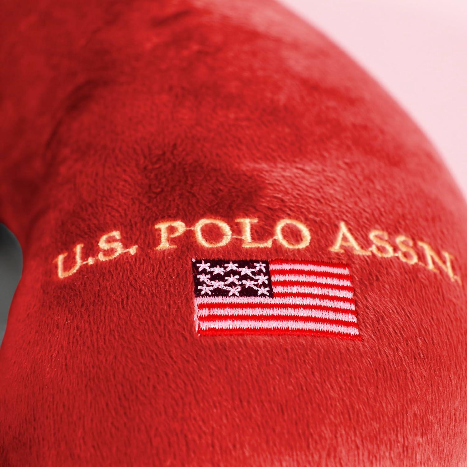 imageUS Polo Assn Plush Memory Foam Travel Neck Pillow RedRed