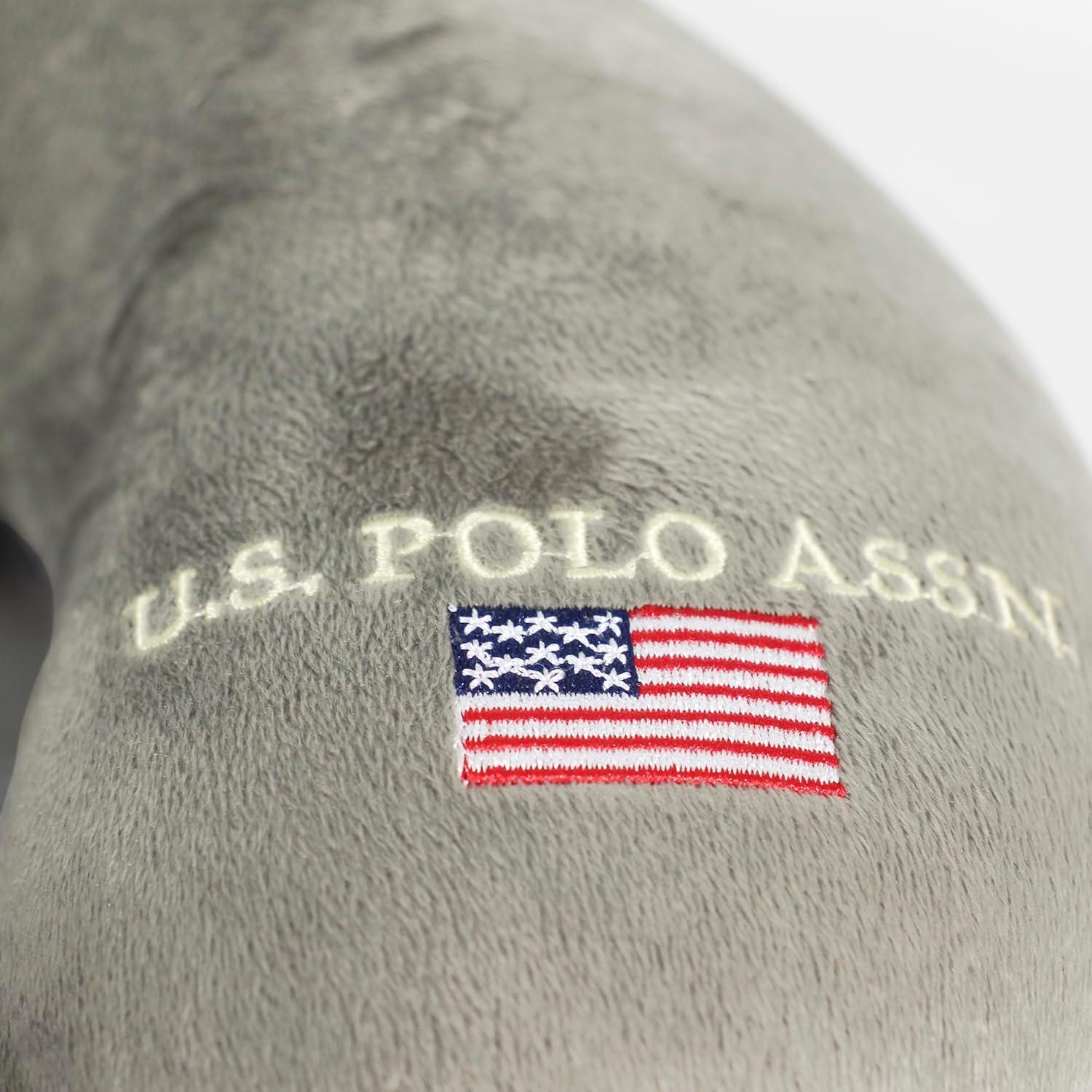 imageUS Polo Assn Plush Memory Foam Travel Neck Pillow RedSilver